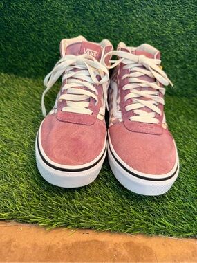 Vans women’s Mauve Suede SK-8 floral High- Top checkerboard sneakers size 10